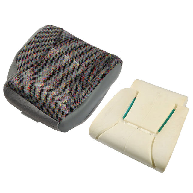 Findmall LH Driver Side Cloth Seat Cover with Foam Cushion Replacement for 1998-2002 Ram 1500 2500 3500 SLT (Mist Gray + Beige)
