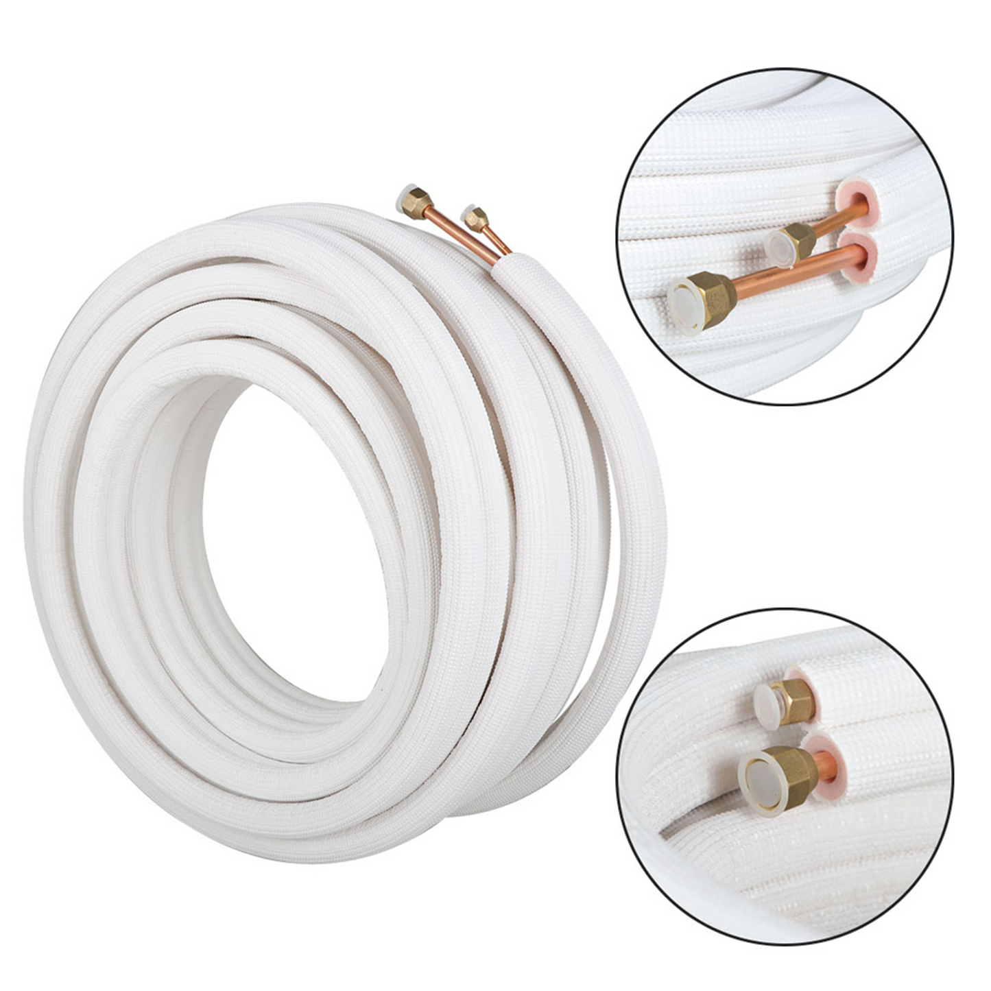 findmall 50FT Air Conditioning Copper Tubing Hose Extension 1/4" and 3/8" Twin Copper Hoses Insulated Copper Hoses Fit for Mini Split Air Conditioner