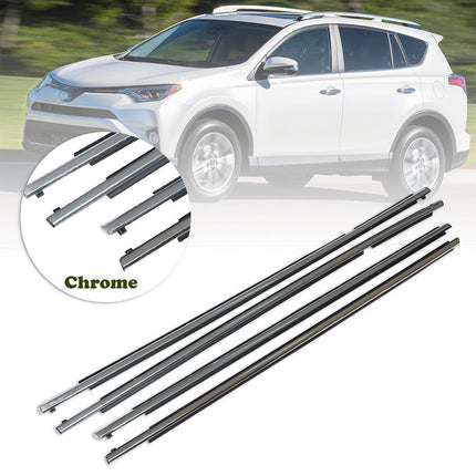 Findmall Chrome Window Weatherstrip Kit for 2013-2018 Toyota RAV4, 4-Piece