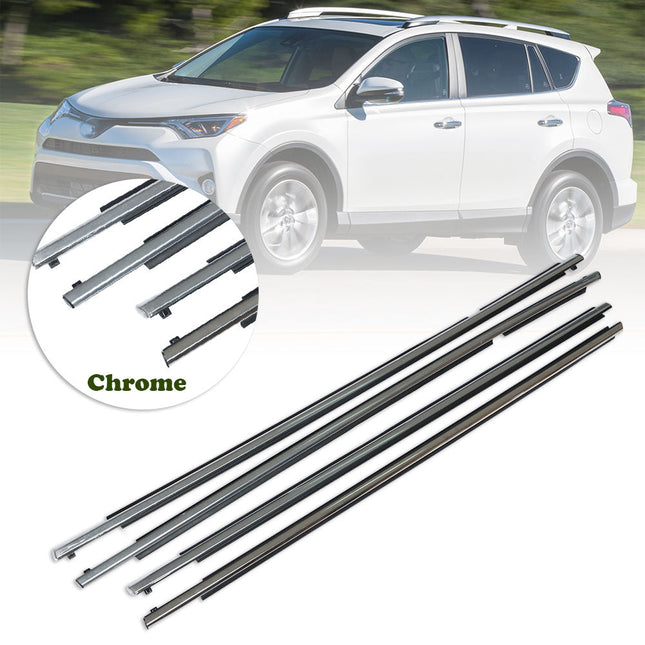 Findmall Chrome Window Weatherstrip Kit for 2013-2018 Toyota RAV4, 4-Piece