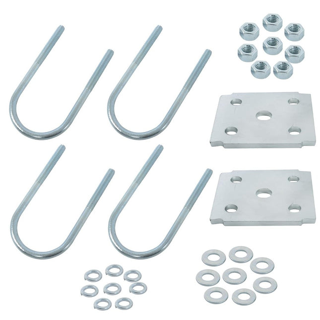 Findmall 4-U-Bolt Trailer Axle Mounting Kit for 2-3/8 in Round Axles, 5-1/2 in Long, 1/2 in Diameter