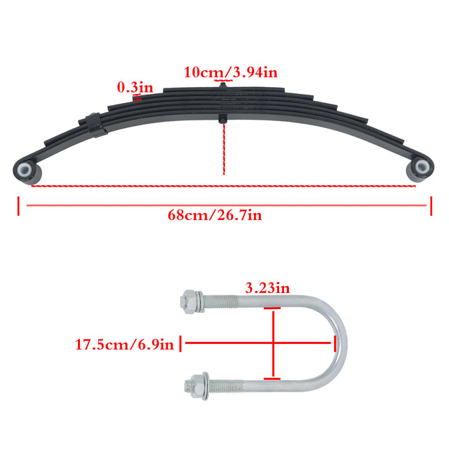 Findmall 4-Spring 6-Leaf Double-Eye Trailer Suspension Kit, 3,500 lb per Spring with U-Bolts