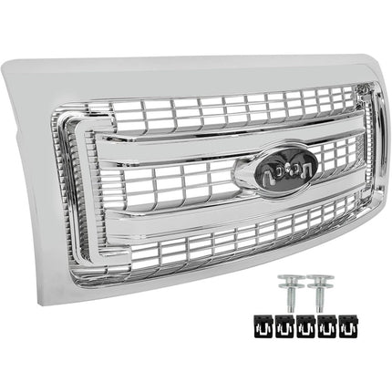 Findmall Bright Chrome Front Radiator Grille Replacement for F-150 2009-2014 DL3Z-8200-DACP