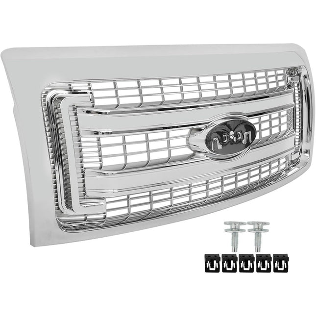 Findmall Bright Chrome Front Radiator Grille Replacement for F-150 2009-2014 DL3Z-8200-DACP