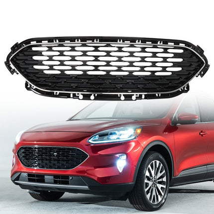 Findmall Glossy Black Front Grille with Chrome Perimeter Frame Replacement for Escape 2020-2022