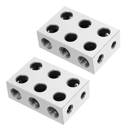 findmall 1 x 2 x 3 inch Blocks 11 Holes Matched Pair Ultra Accuracy .0003 Machinist Fit for Milling Machine