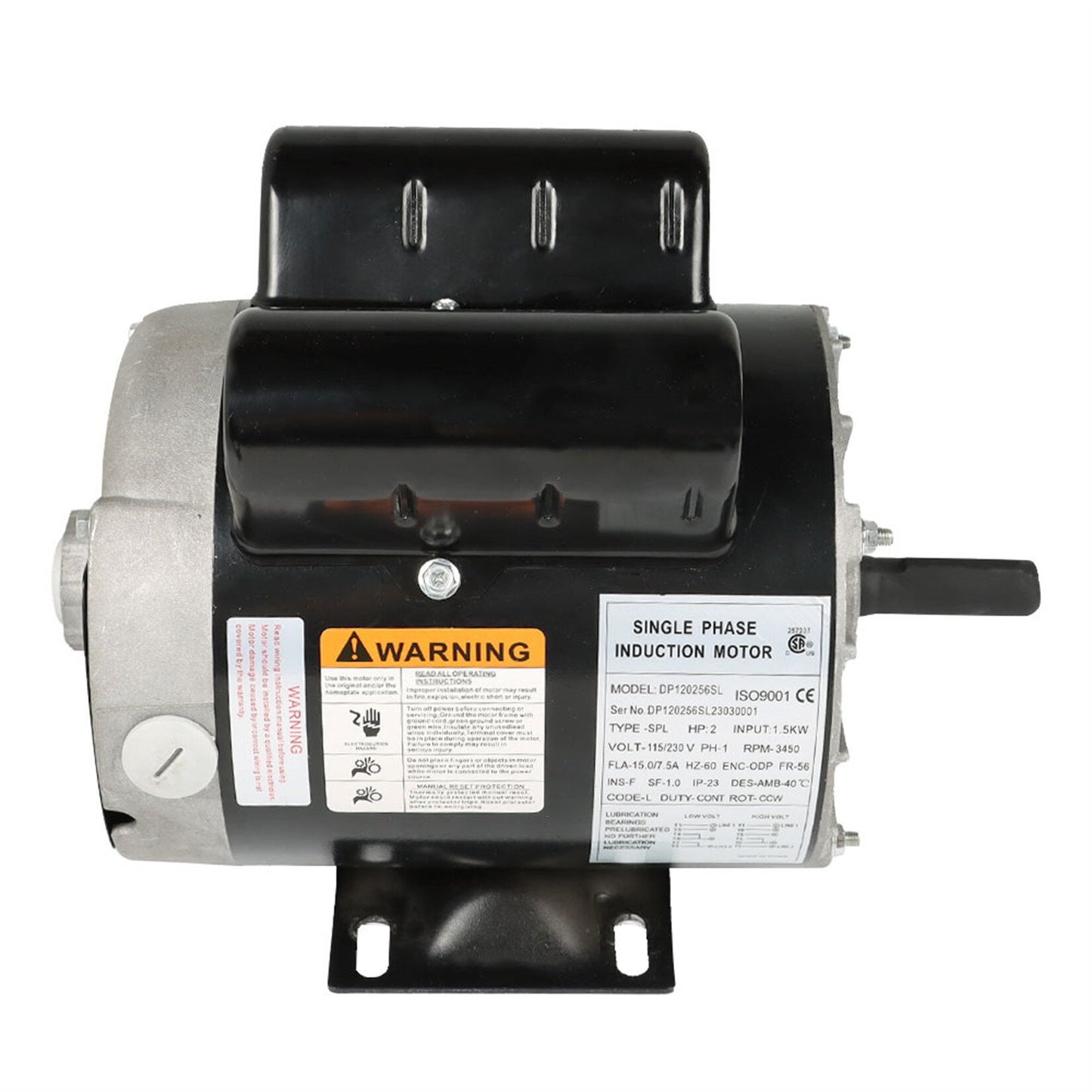 findmall 2HP SPL Compressor Duty Electric Motor 3450 RPM 56 Frame 5/8" Shaft 115/230V