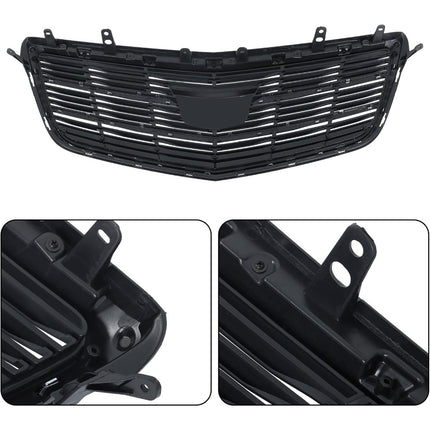 Findmall Chrome and Black Mesh Front Upper Bumper Grille Replacement for ATS 2016-2019