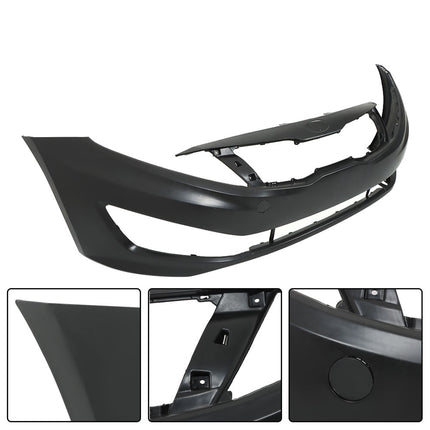Findmall Primed Front Bumper Cover Replacement for 2012-2013 Kia Optima EX LX, KI1000161, 86511-4C000, 86611-D3000