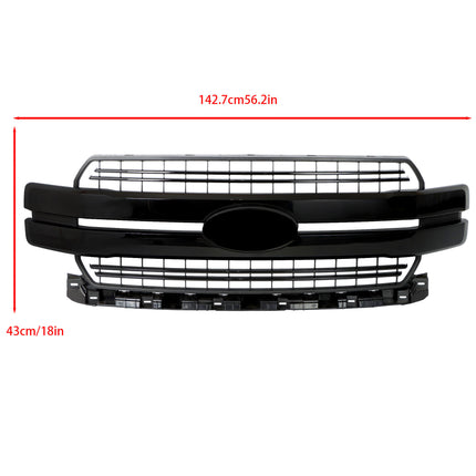 Findmall Front Grille Upper Glossy Black Plastic Replacement for F150 Lariat 2018-2020 JL3Z8200GA FO1200654C