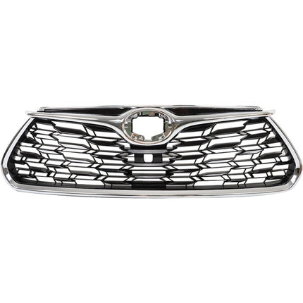Findmall Front Upper Mesh Grille for 2020-2022 Toyota Highlander, Chrome, With Camera Hole