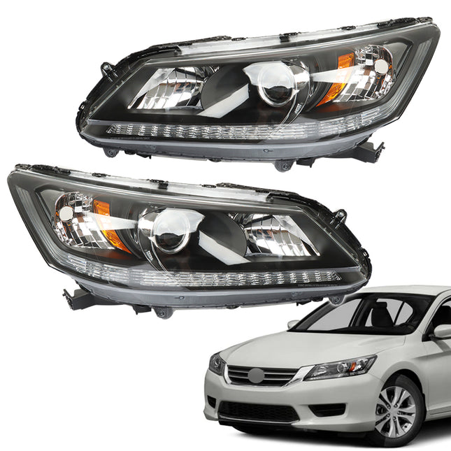 Findmall Headlight Assemblies for 2013–2015 Honda Accord 4-Door Sedan Front Left and Right, Replaces 33100-T2A-A01 and 33150-T2A-A01