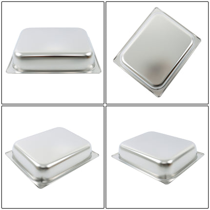 Findmall 4Pcs Half Size Hotel Pans 2.5 Inch Deep 1/2 Size Without Lids | Stainless Steel Steam Table Pan, for Steam Tables, Restaurants, Catering and Industrial Use