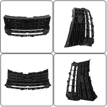Findmall Front Grille Upper Glossy Black Replacement for Explorer 2016-2017 FO1200578