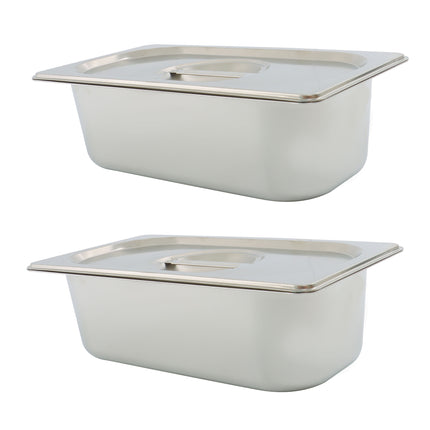 Findmall 2 Set 1/3 Size 3.6 Inch Deep Steam Table Pans With Lids | Stainless Steel Hotel Pans, for Steam Tables, Restaurants, Catering and Industrial