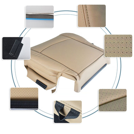 Findmall Driver Bottom Perforated Leather Seat Cover Tan Replacement for 2009-2012 Ram