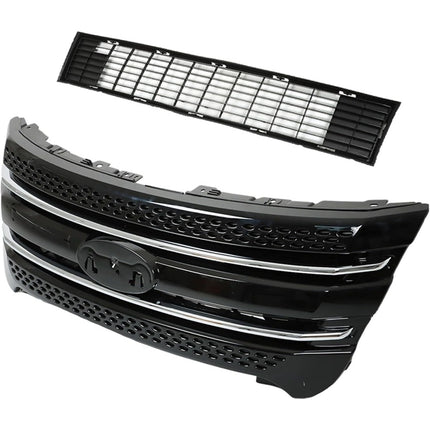 Findmall High-Gloss Black Front Upper Grille Insert Overlay Trim Cover Replacement for Explorer 2011-2015