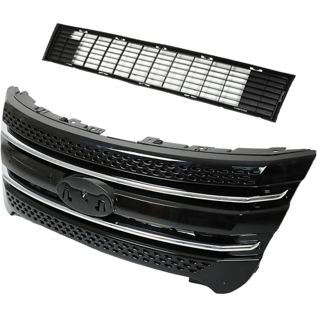 Findmall High-Gloss Black Front Upper Grille Insert Overlay Trim Cover Replacement for Explorer 2011-2015