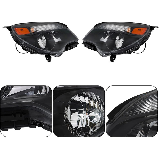 Findmall 2PCS Headlights Assembly Replacement for Equinox 2011-2015 Black Housing Lamp Driver Side and Passenger Side GM2502338 GM2503338