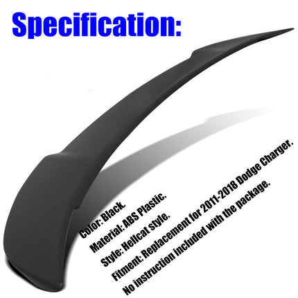 Findmall Matte Black Rear Trunk Spoiler Wing Replacement for 2011-2018 Charger Hellcat Style