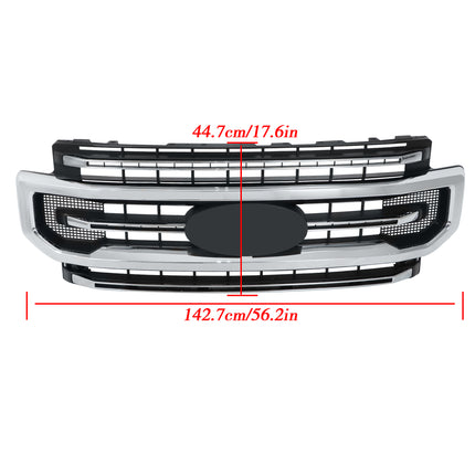 Findmall Front Grille Upper Black Chrome Replacement for F250
