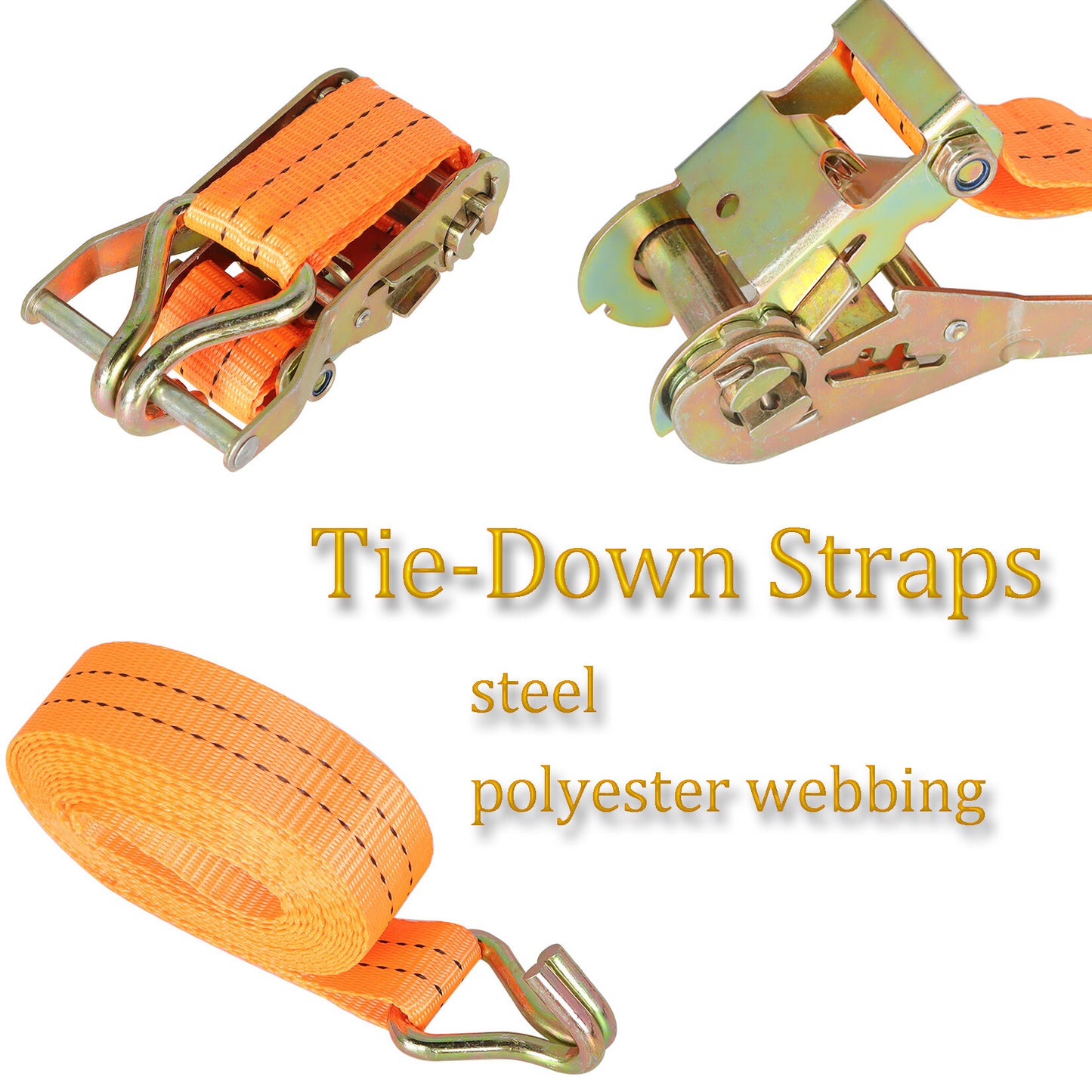 10Pcs Ratchet Straps 1.5" x 20' Tie-Down Straps 4000Lbs Heavy Duty Ratchet Cargo Strap