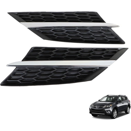 Findmall Left and Right Front Bumper Grille Set for 2013-2015 Toyota RAV4, Matte Black