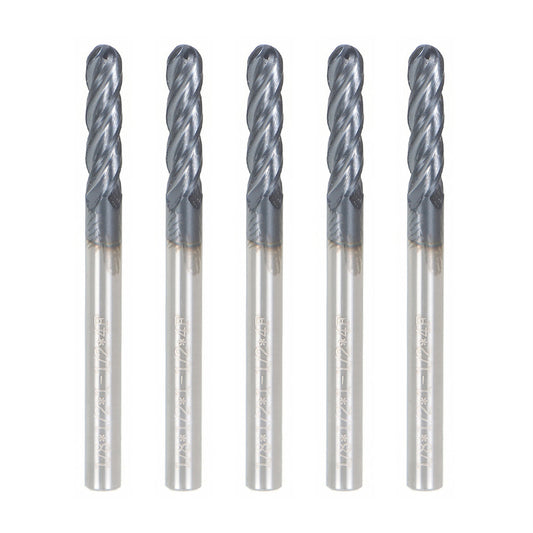 findmall 5Pcs 1/8 Inch Helix Carbide End Mill Tialn Coated 4 Flute 1/2 Inch Length of Cut Fit for Aluminum Cut Non-Ferrous Metal Upcut CNC Spiral Router Bit