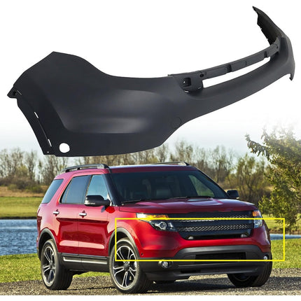Findmall Primed Front Bumper Cover with Parking Sensor Holes Replacement for 2011-2015 Ford Explorer, FO1014108, BB5Z-17D957-BPTM
