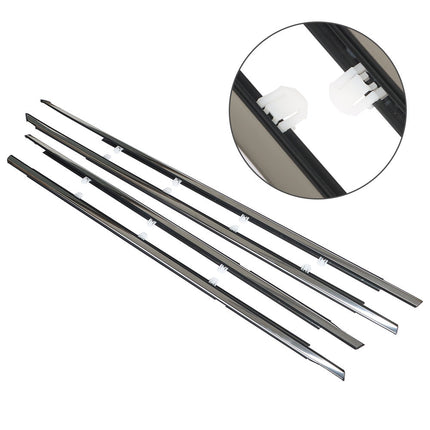 Findmall Chrome Window Weatherstrip Molding Kit for 2008-2012 Honda Accord Sedan, 4-Piece