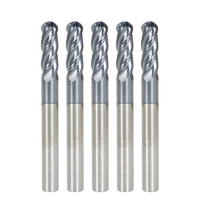 findmall 5Pcs 1/4 Inch Helix Carbide End Mill Tialn Coated 4 Flute 3/4 Inch Length of Cut Fit for Aluminum Cut Non-Ferrous Metal Upcut CNC Spiral Router Bit