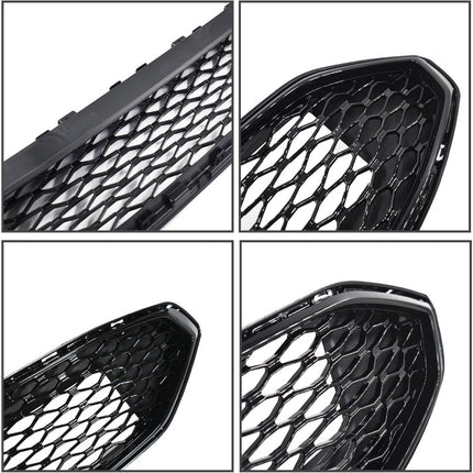 Findmall Black and Chrome Honeycomb Front Upper Bumper Grille Replacement for Fusion 2017-2018