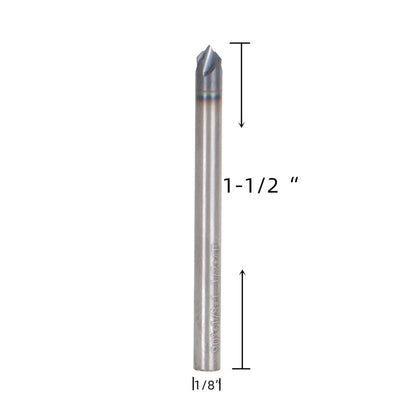 findmall 5Pcs 1/8 Inch Helix Carbide End Mill Tialn Coated 4 Flute 90 Degree Chamfer Angle Fit for Aluminum Cut Non-Ferrous Metal Upcut CNC Spiral Router Bit