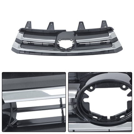 Findmall Front Upper Grille for 2017-2019 Toyota Highlander, Black and Silver