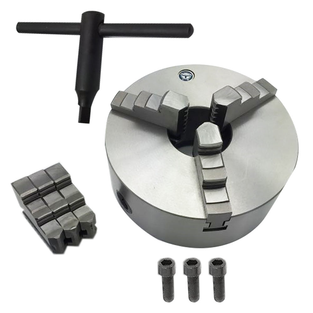 3 Jaw Lathe Chuck Manual Chuck 3" K11-80 Self-centering Lathe Drilling Part 80mm Total 2 Set of Jaws