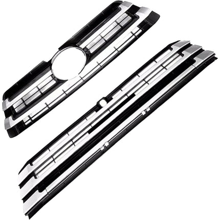 Findmall Front Upper and Lower Honeycomb Grille Set for 2017-2019 Toyota Highlander, Black with Chrome Trim
