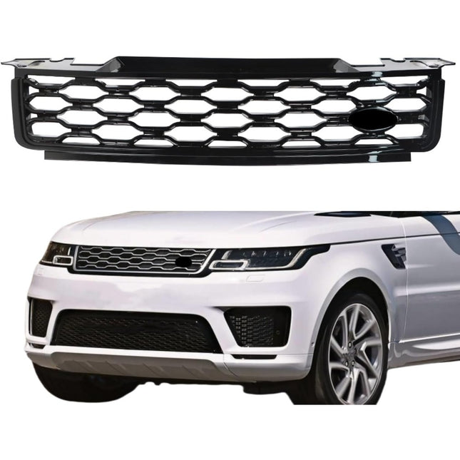Findmall Glossy Black Mesh Front Upper Bumper Grille Replacement for Range Rover Sport L494 2018-2019 LR098747