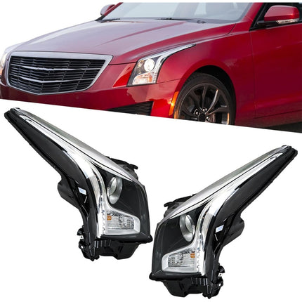 Findmall Headlight Headlamp Assembly Halogen Driver and Passenger Side Replacement for ATS 2013 2014 2015 2016 2017 2018 Replacement for GM2502384 GM2503384 Left LH Right RH