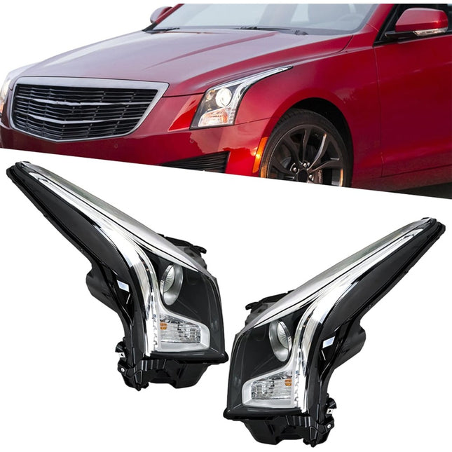 Findmall Headlight Headlamp Assembly Halogen Driver and Passenger Side Replacement for ATS 2013 2014 2015 2016 2017 2018 Replacement for GM2502384 GM2503384 Left LH Right RH