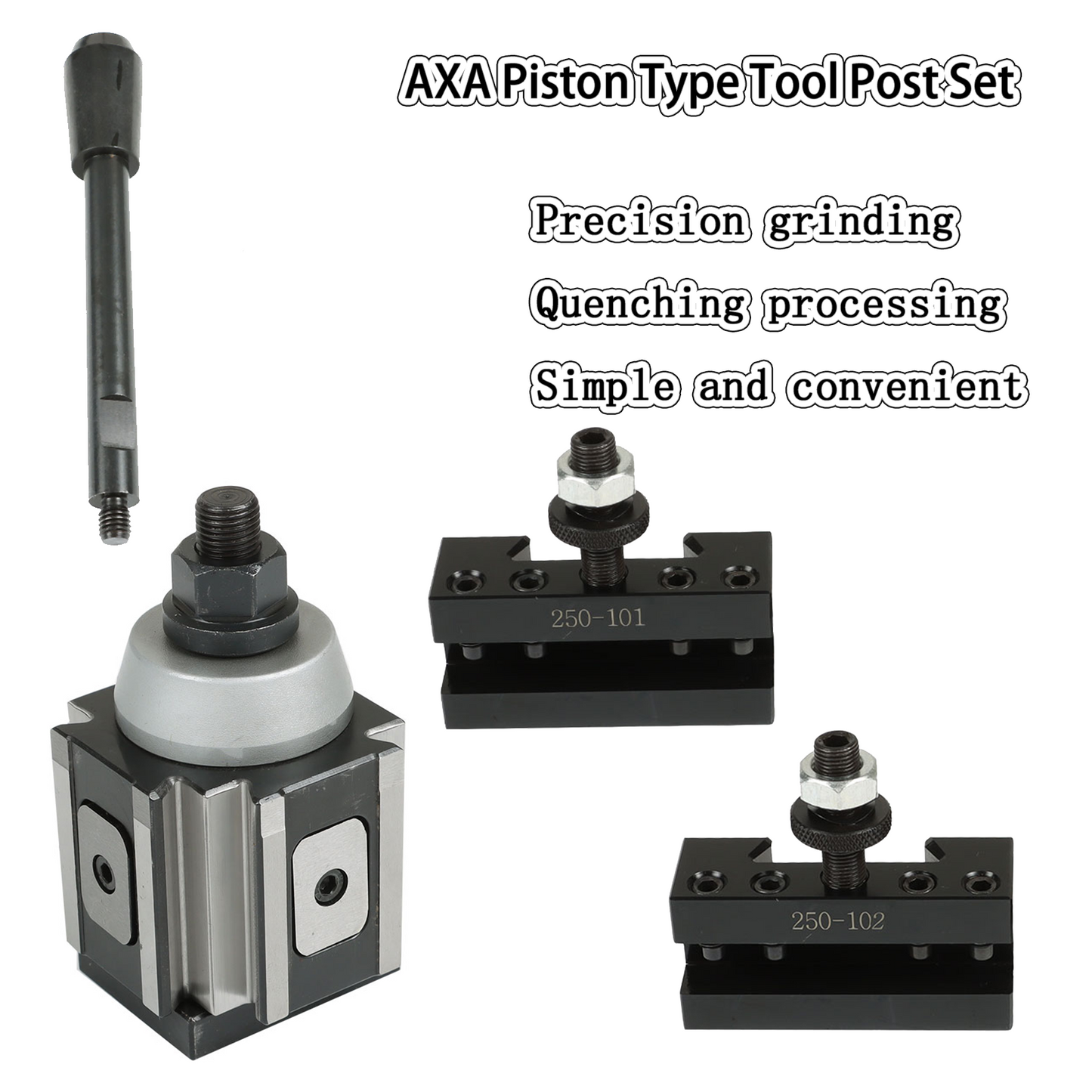 findmall 3Pcs AXA Piston Type Tool Post Set 250-100 Piston Type Tool Post 250-101, 250-102 Quick Change Turning and Facing Holder Fit for Lathe