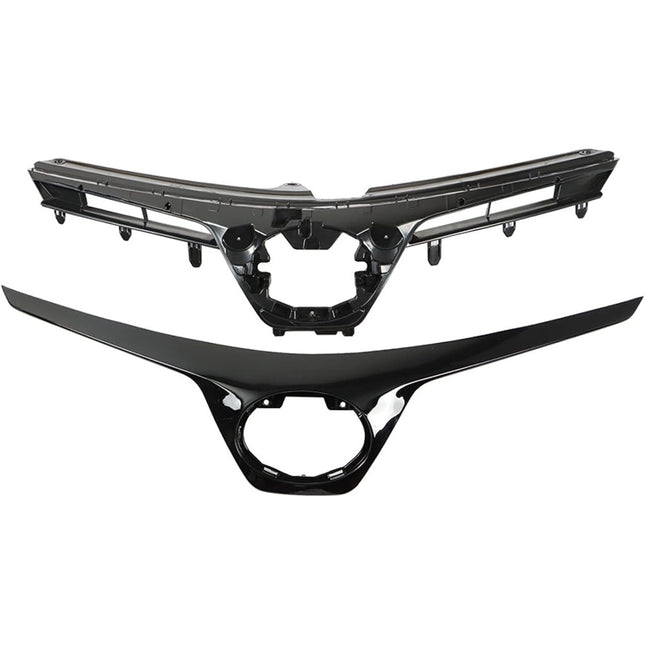 Findmall Front Upper Bumper Grille for 2017-2019 Toyota Corolla SE XSE Sedan, Gloss Black