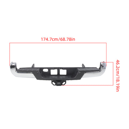 Findmall Chrome Rear Step Bumper for 2016-2023 Toyota Tacoma, TO1103130