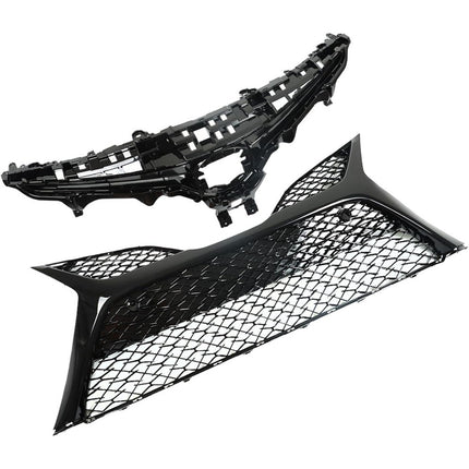 Findmall Front Upper and Lower Grille Set for 2018-2020 Toyota Camry SE XSE, Gloss Black, With Sensor Holes