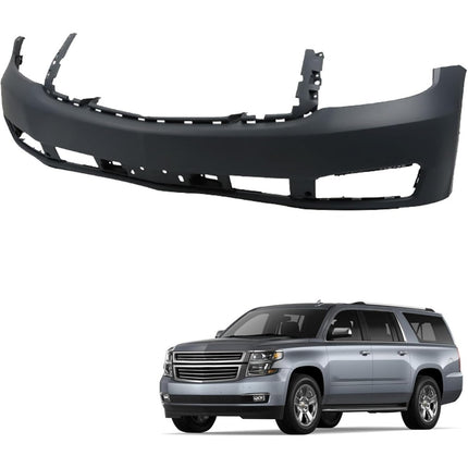 Findmall Primed Front Bumper Cover without Parking Sensor Holes Replacement for 2015-2020 Chevry Tahoe Suburban, GM1000973C, 23320625