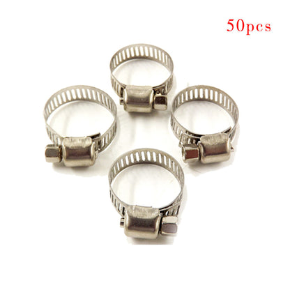 50pcs 3/8"-1/2"Adjustable Stainless Steel Drive Hose Clamps Fuel Line Worm Clip