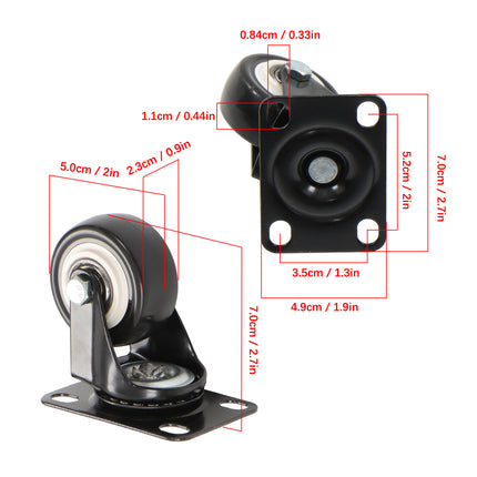 Findmall 24 Pack 2 Inch Polyurethane Swivel Caster Wheels, Plate Mount, Heavy Duty Replacement Casters for Furniture, Carts, Workbenches & Shelving