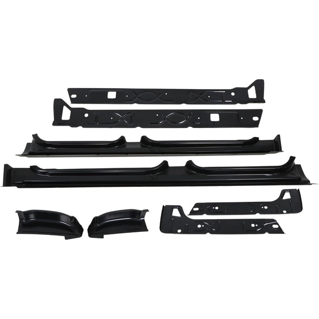 Findmall 8-Piece Rocker Panel and Cab Corner Repair Kit for 1999-2007 Chevrolet Silverado GMC Sierra Crew Cab, Black