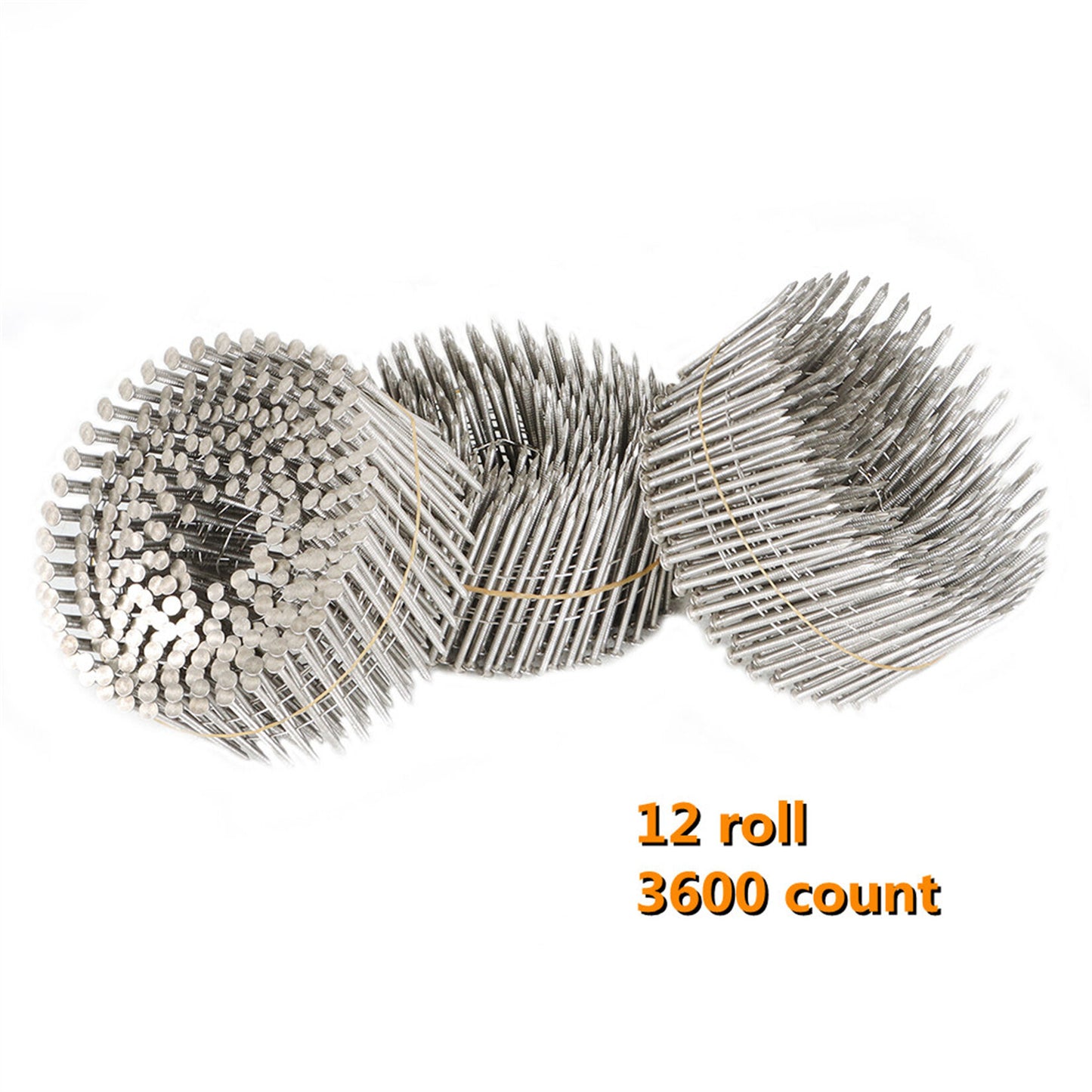 findmall 3600 Count 2-1/2 Inch x .090-Inch Ring Shank 304 Stainless Steel Siding Nails 15-Degree Collated Wire Coil Siding Nails for Cement Board Siding or Fencing Applications