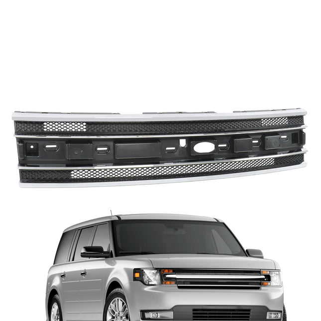 Findmall Black and Chrome Straight-Trim Front Inner Grille Assembly Replacement for Flex 2013-2019 DA8Z-8200-BA