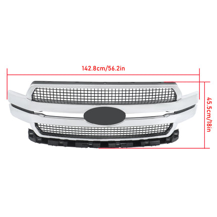 Findmall Front Grille Upper Chrome Mesh Style Replacement for F150 2018-2020